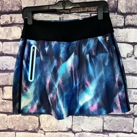 Fila Elastic Waist Black, Blue & Green Skort Size M - Picture 1 of 7